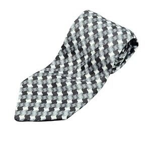 J Ferrar Mens 100% Silk Geometric Pattern Necktie Made in Italy Formal Business